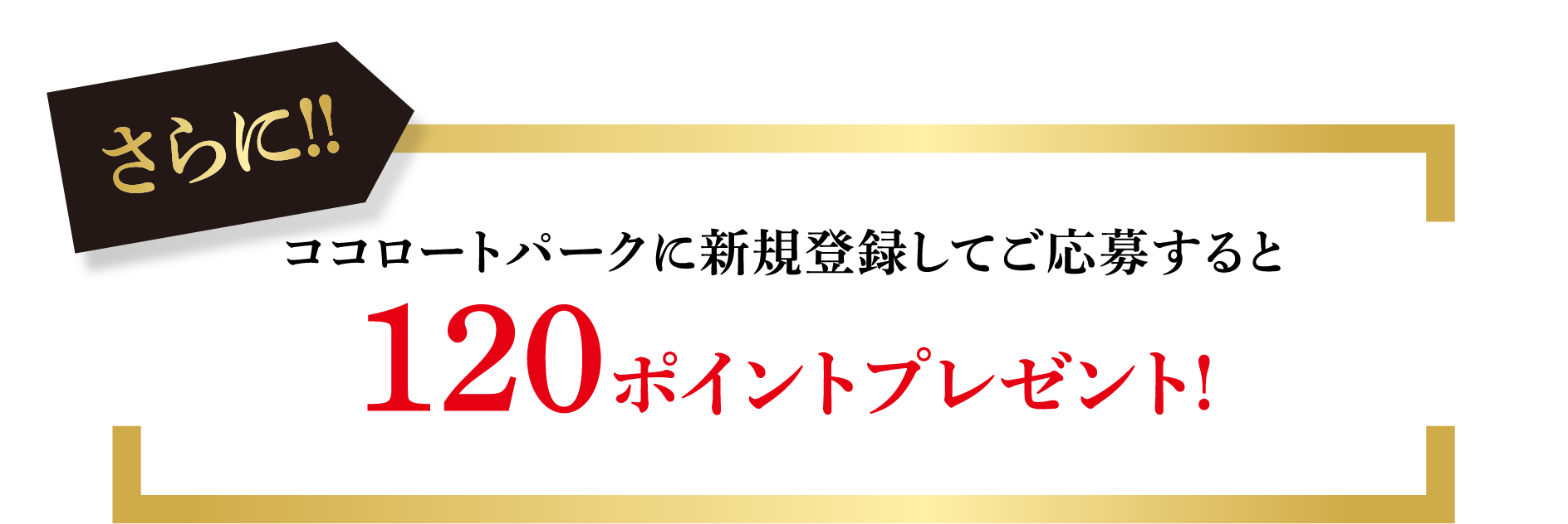 さらに!! ココロートパークに新規登録してご応募すると120ポイントプレゼント!