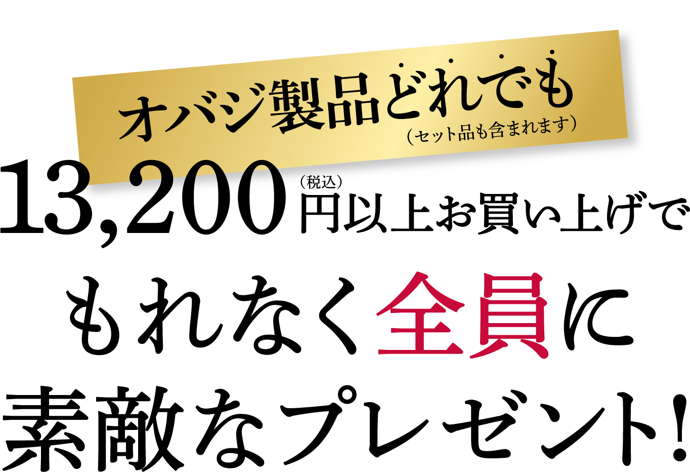 オバジ製品どれでも(セット品も含まれます)13,200(税込)円以上お買い上げでもれなく全員に素敵なプレゼント！